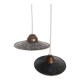 Pair of vintage enamelled sheet metal industrial pendant lights