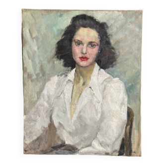 Portrait Of A Woman, 20th Century, Oil On Canvas, 98 X 83 Cm, Unframed