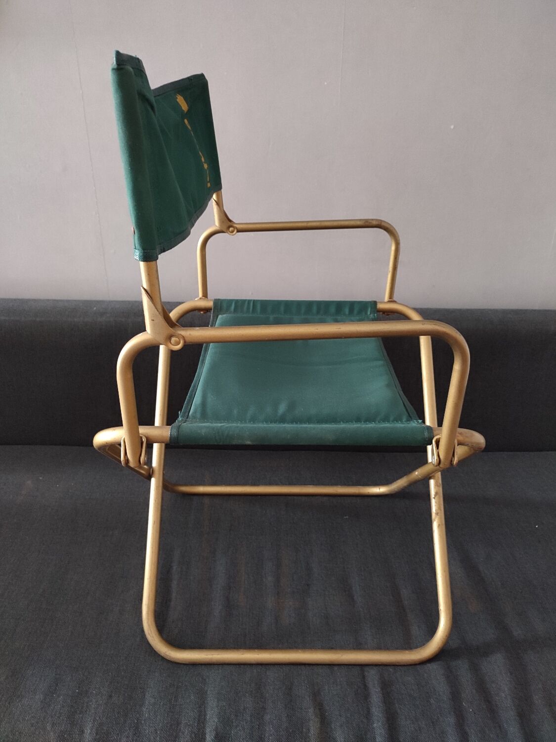 Lafuma foldable chair green vintage camping with armrest