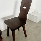 Lot 2 old chair in solid elm brutalist design from the 60s