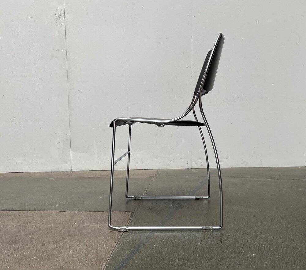 Set of minimalist postmodern stackable chairs, 1980s.