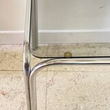 1970s coffee table glass and chrome steel