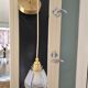 Frosted glass hexagonal suspension globe Art Deco