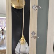 Frosted glass hexagonal suspension globe Art Deco