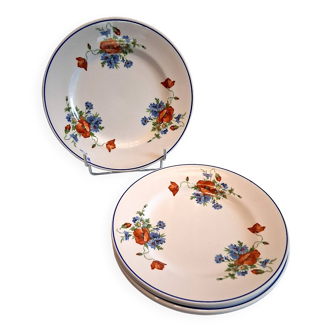 5 assiettes de Salins les Bains modèle "Coquelicots"