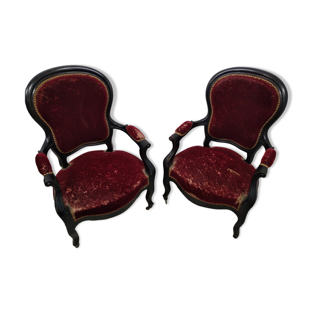 Fauteuil Voltaire Bleu à Restaurer - Base Bois Et Tissu - Occasion