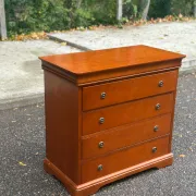 Chest of drawers with 4 drawers in Louis Philippe style, stained cherry wood, 1980.