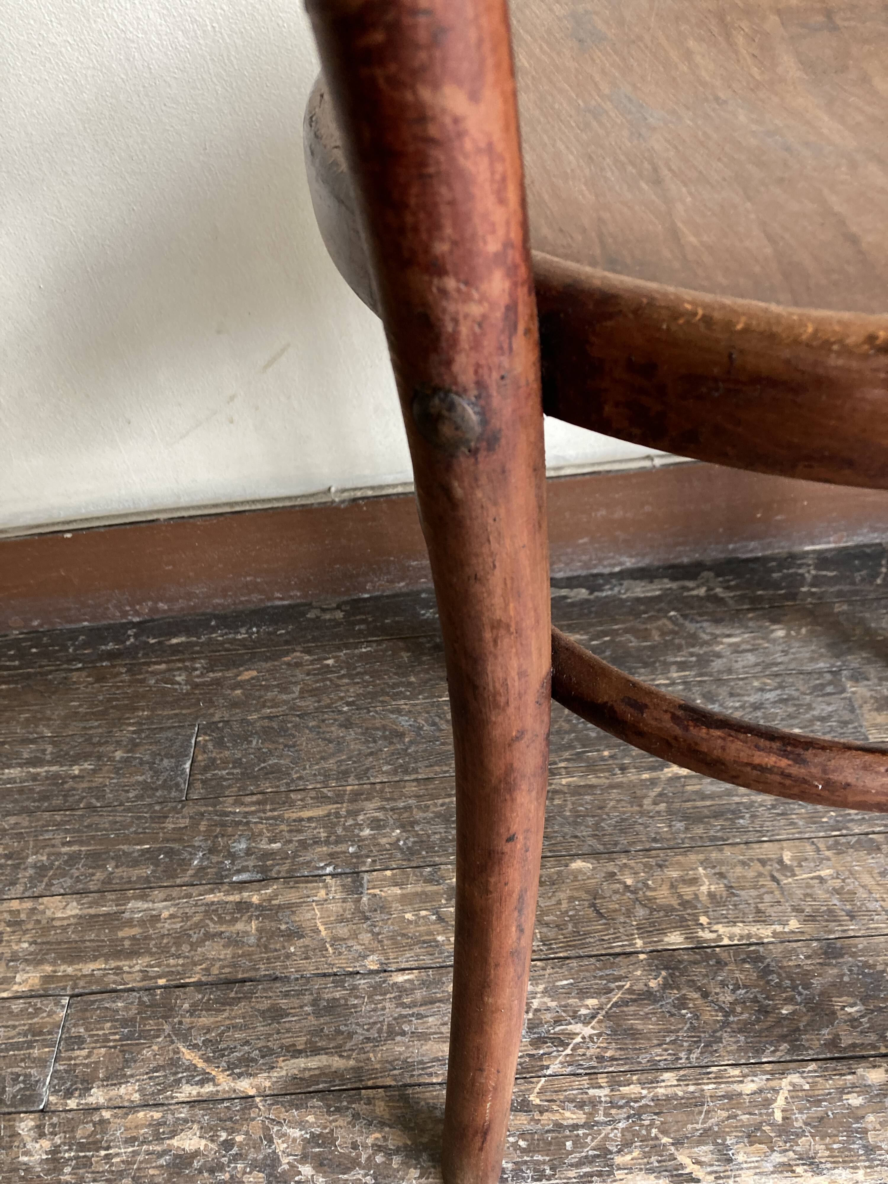 Set of 4 Fischel bistro chairs in bent wood gendarme hat 1920