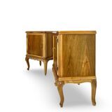 Tables de chevet italiennes en placage de noyer du milieu du siècle, années 1960.