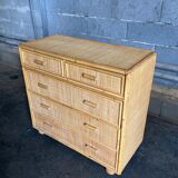 Chest of drawers in braided rattan with 5 drawers