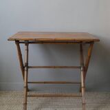 Folding bamboo side table retro 50s bohemian country decoration console furniture entrance
