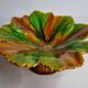 Old Villeroy and Boch compotier, decorated with green and ocher vine leaves, 1900