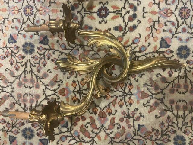 Pair of gilded bronze wall sconces with two lights - Louis XV style