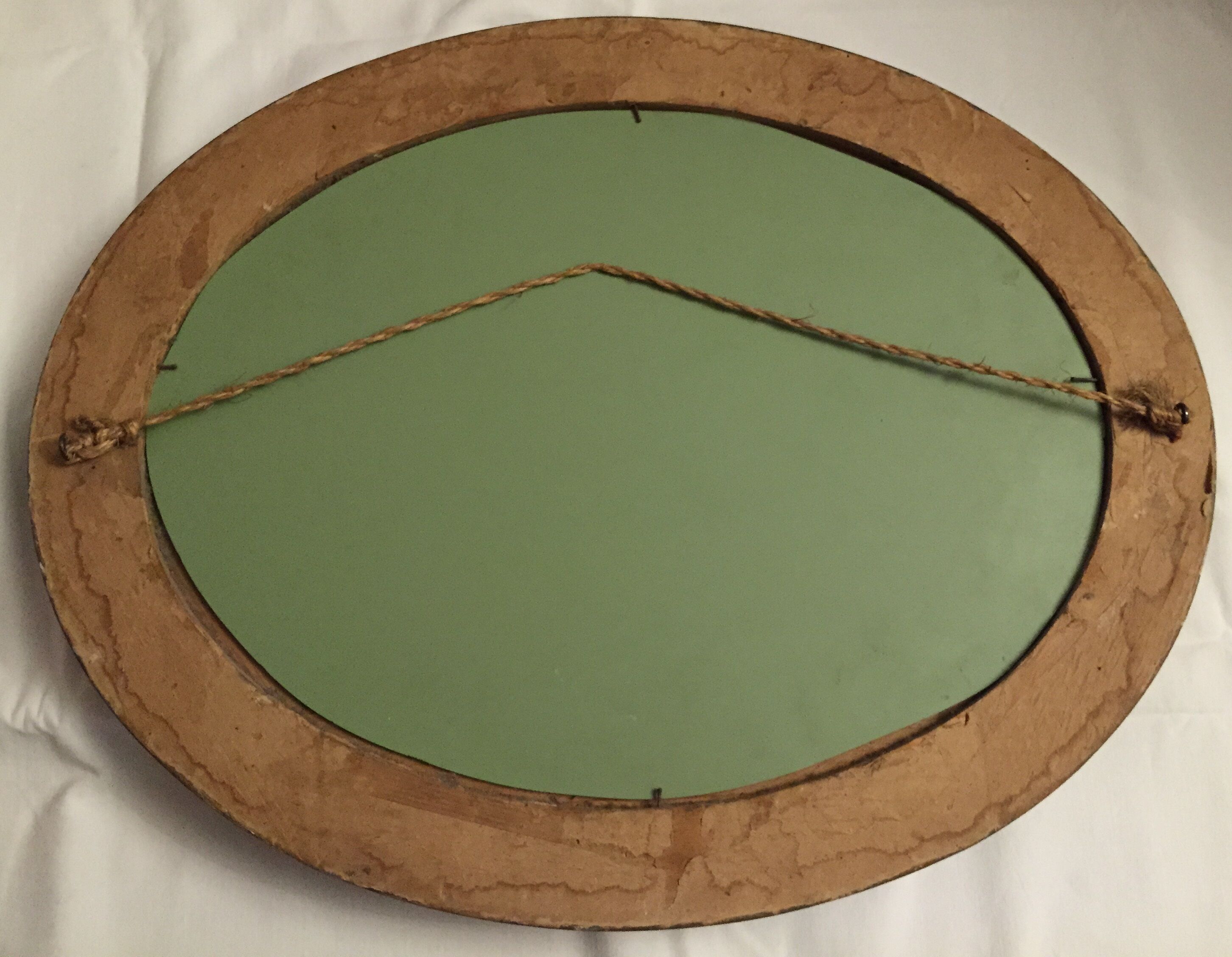Oval mirror wooden gold 50 x 39 cm