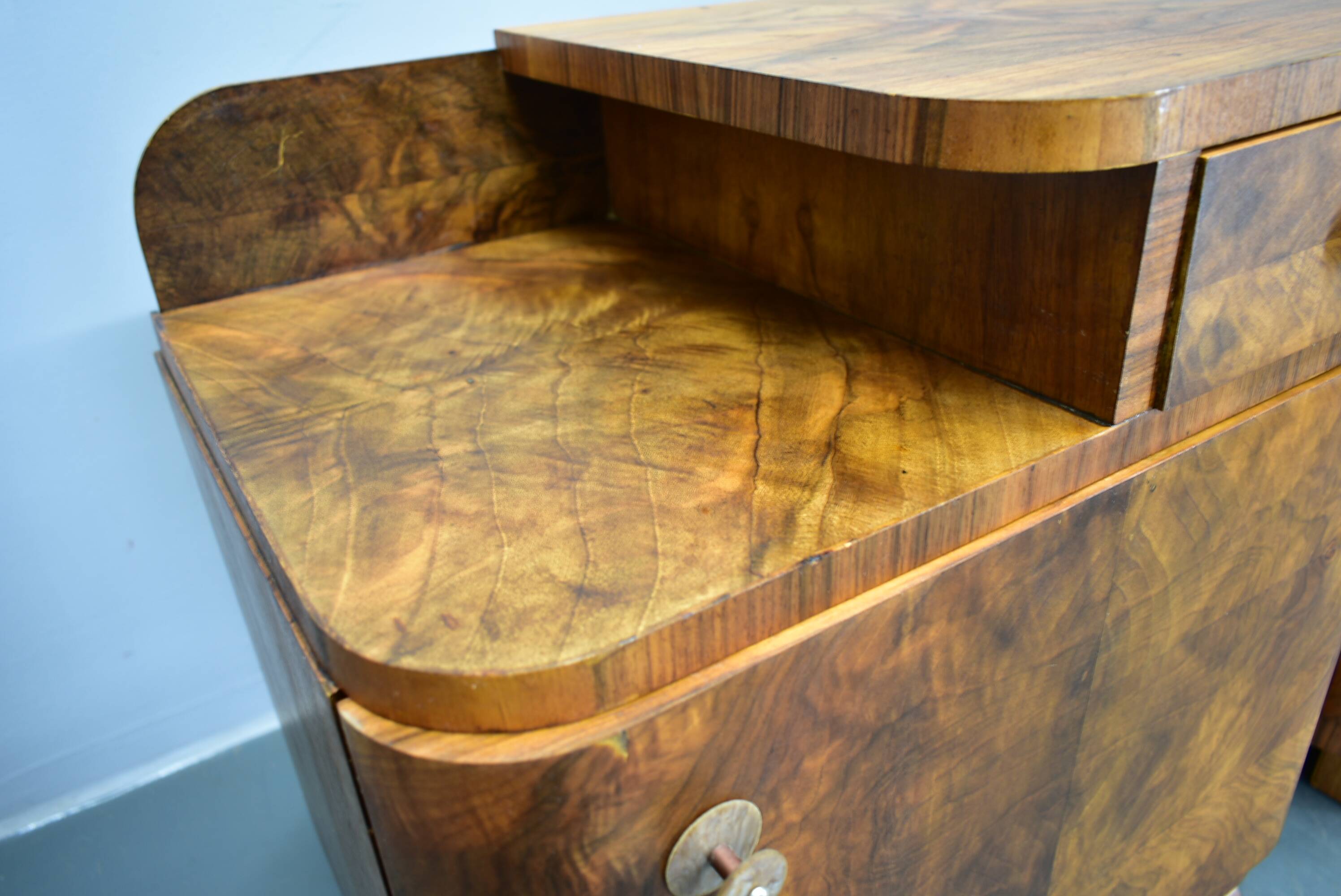 1935s Pair of Art Deco Bedside Tables, Czechoslovakia