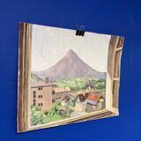 Watercolor mountain landscape