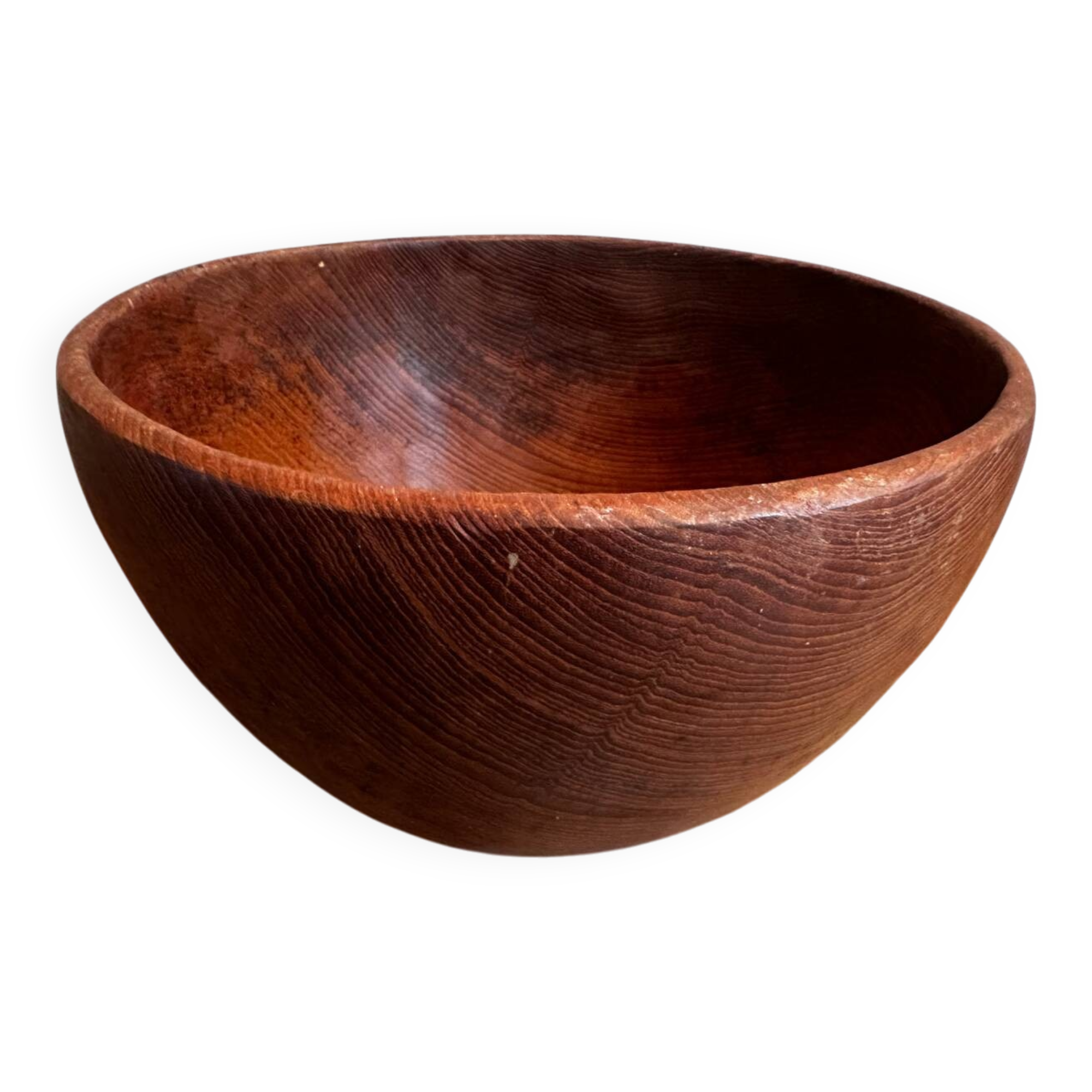 Large vintage monoxyle wooden bowl H 18 / D neck 30 cm