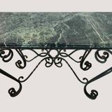 Vintage green marble and wrought iron coffee table
