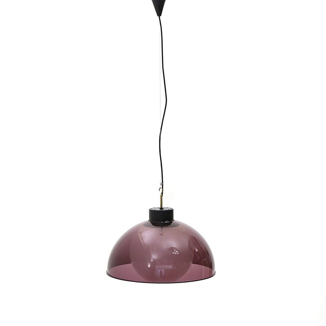 Suspended chandelier in violet methacrylate and glass, 1950s