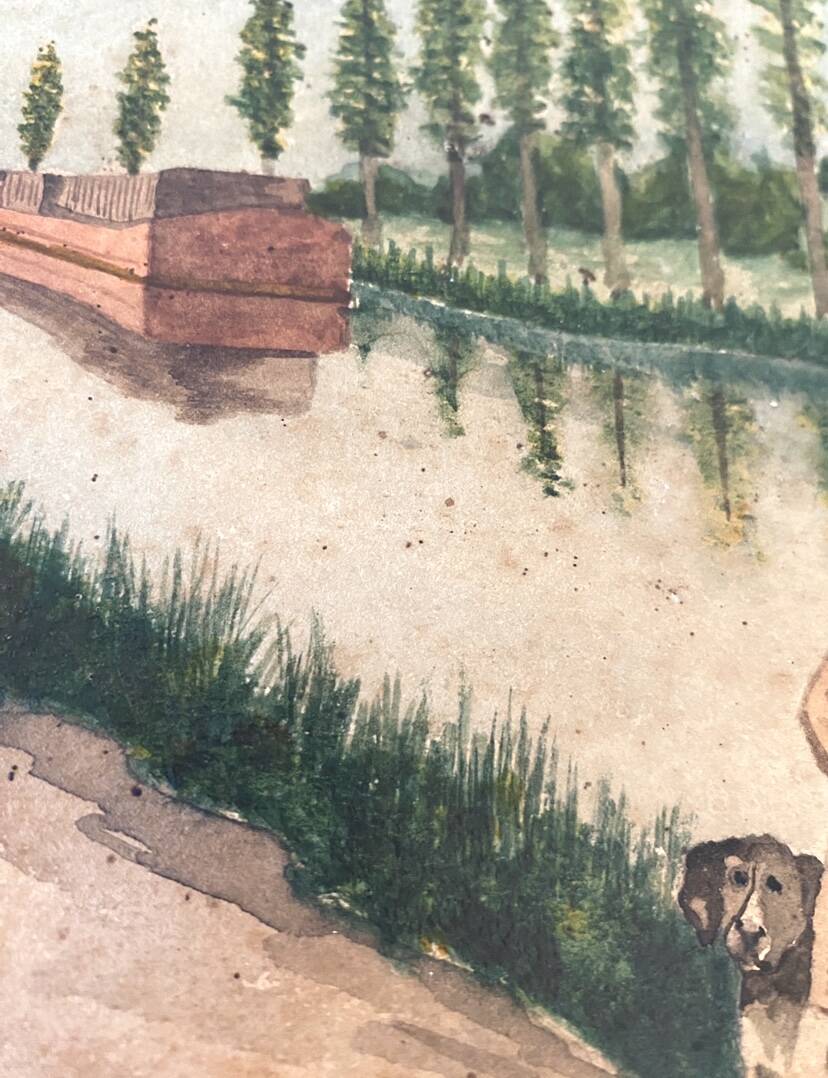 Painting from the 1900s, glass frame