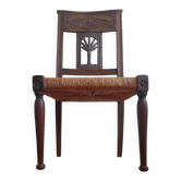 Armchair, low sculpted chair from the 19th century - decorated with wheat ears.