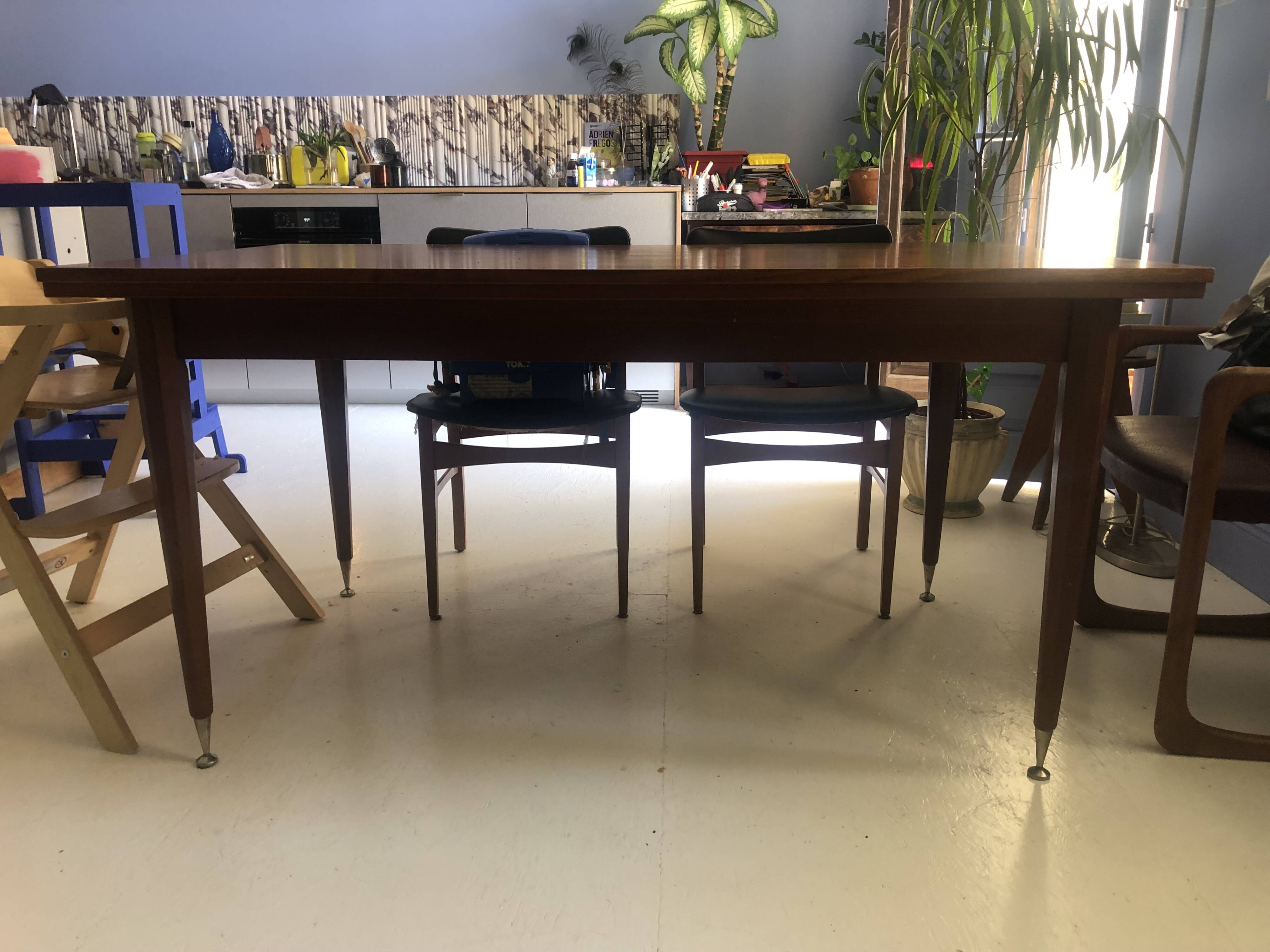 Mid-century Scandinavian dining table (with integrated extensions)