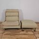 Steiner-Paris, green cloth armchair and ottoman, circa 1950/1960
