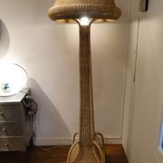 Vintage lamppost in rattan shape mushroom France 1950