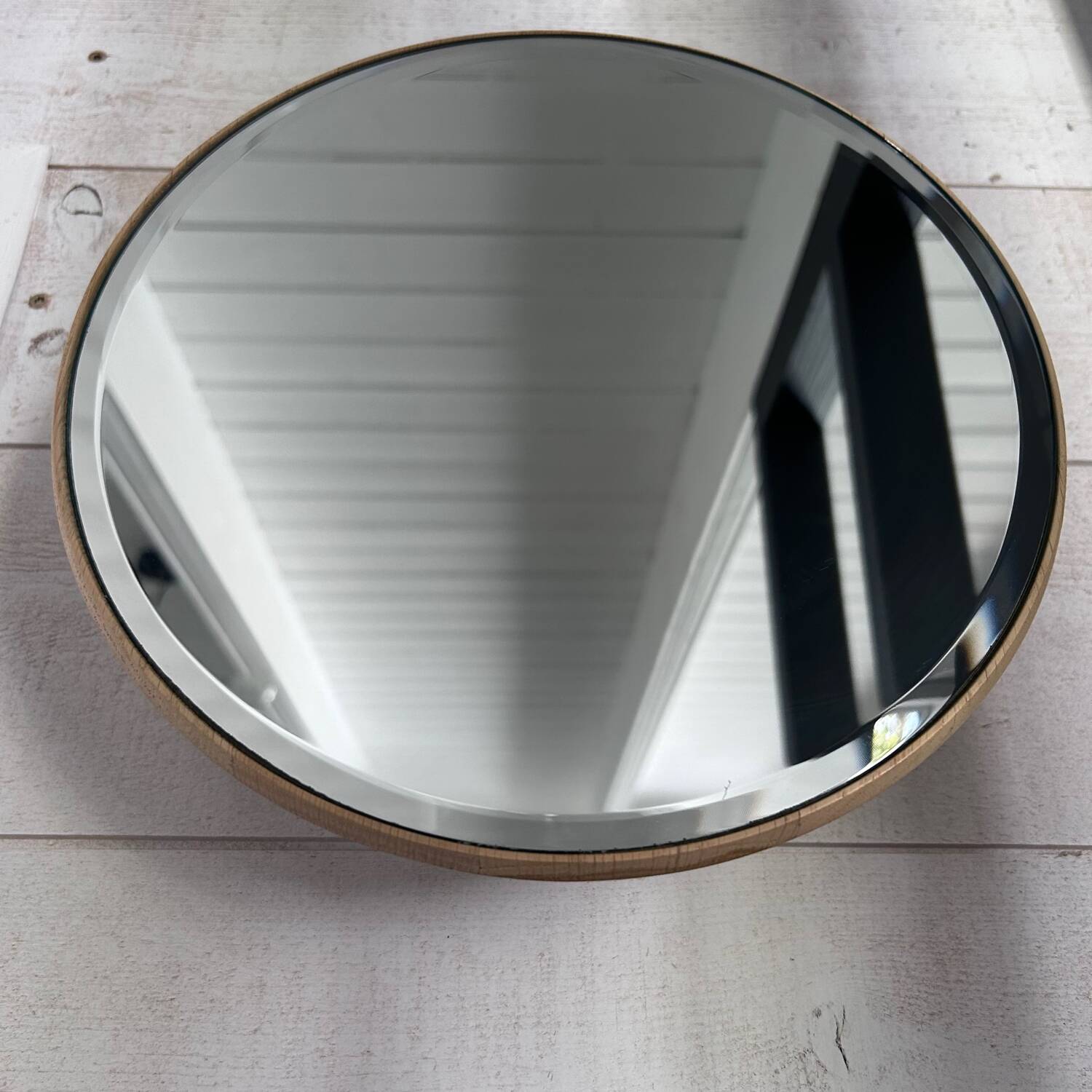 Woud oak beveled mirror