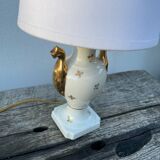 White and gold Limoges porcelain lamp