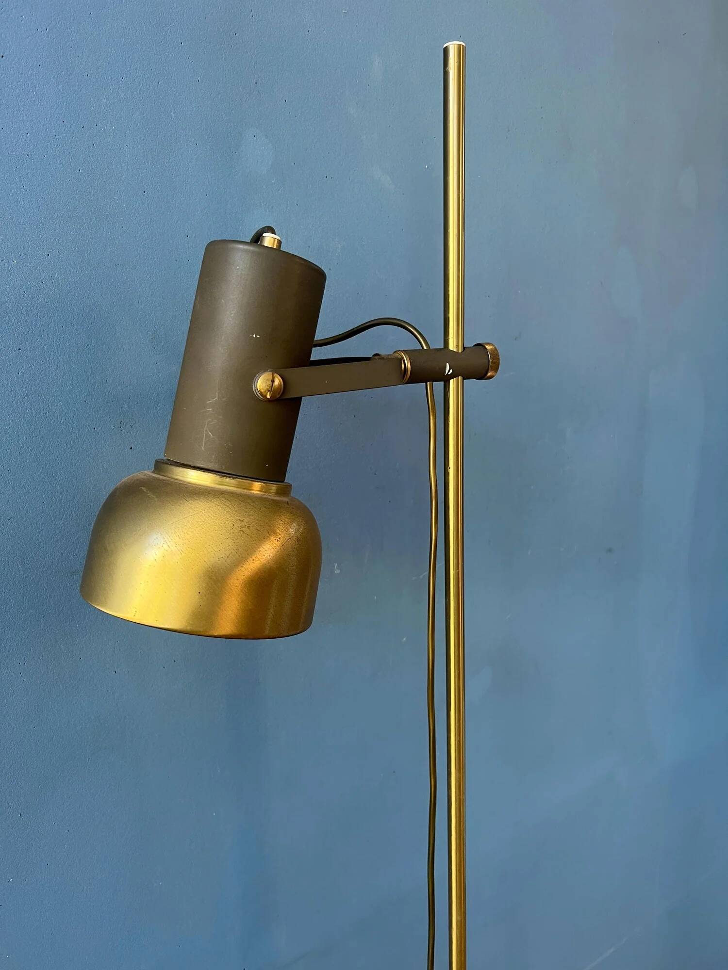 Vintage brass floor lamp with adjustable spot