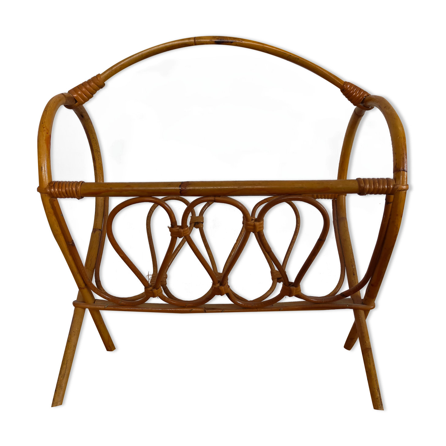 Vintage rattan magazine holder