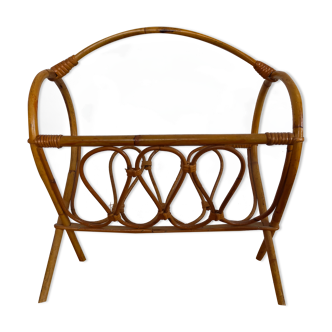 Vintage rattan magazine holder