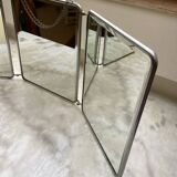 Vintage vertical beveled triptych barber mirror