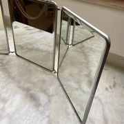 Vintage vertical beveled triptych barber mirror