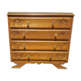Old Art Deco chest of drawers 4 drawers and marble top