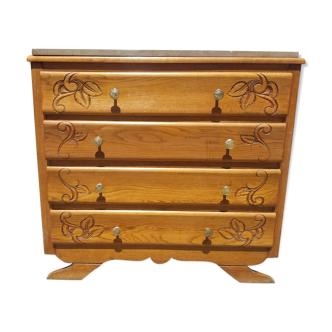 Old Art Deco chest of drawers 4 drawers and marble top