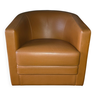 Club armchair BOURNAS Paris in camel leather