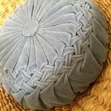 Blue pleated round cushion