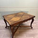 Dining room table in natural wood called italian style with parquet top 19th century