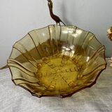 Art Deco style salad bowl in amber molded glass