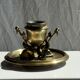Large 19th century brass candlestick with dolphin motifs