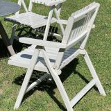 Pair of vintage wooden garden armchairs by r.gleizes