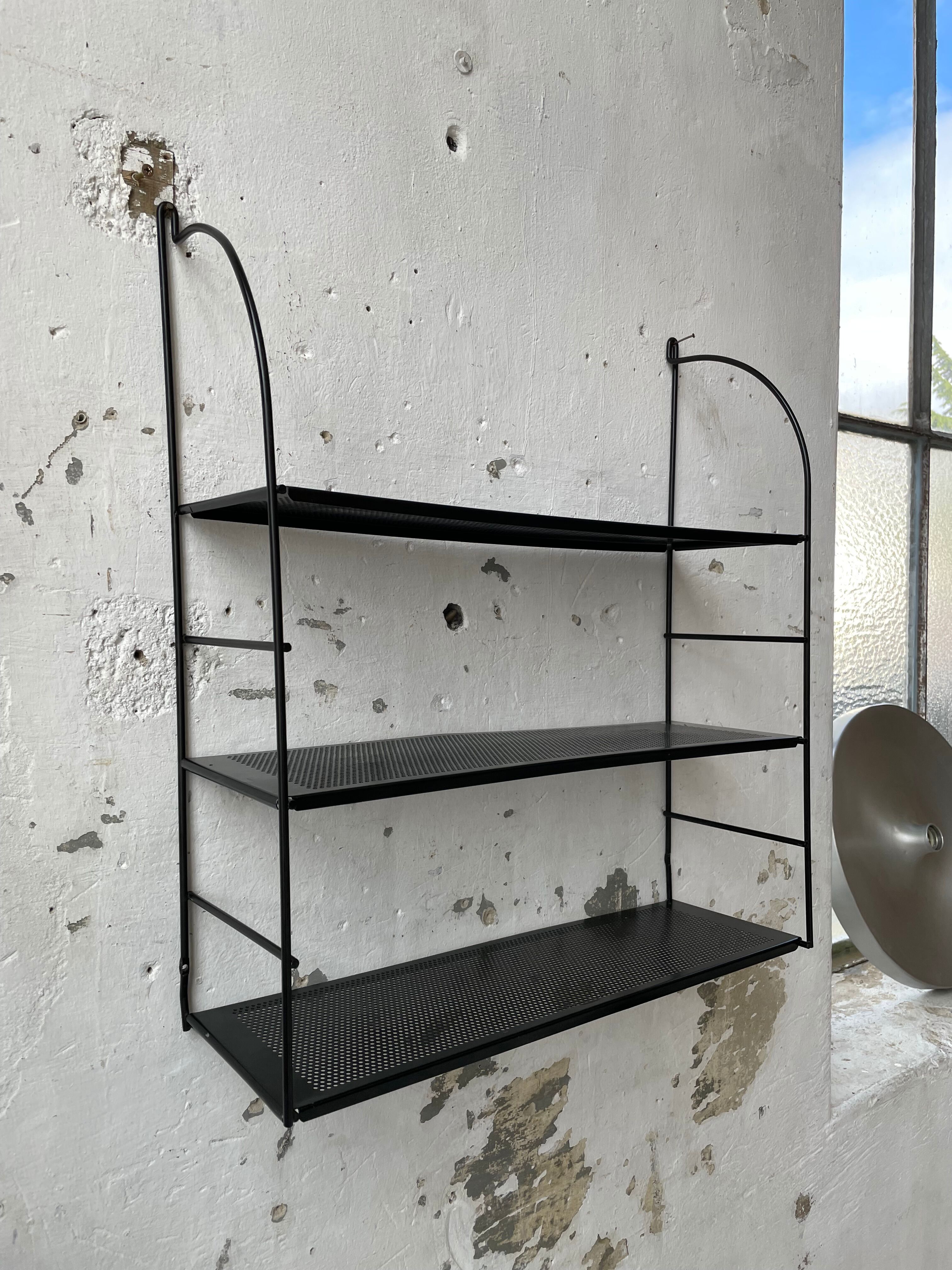 Black metal string shelf