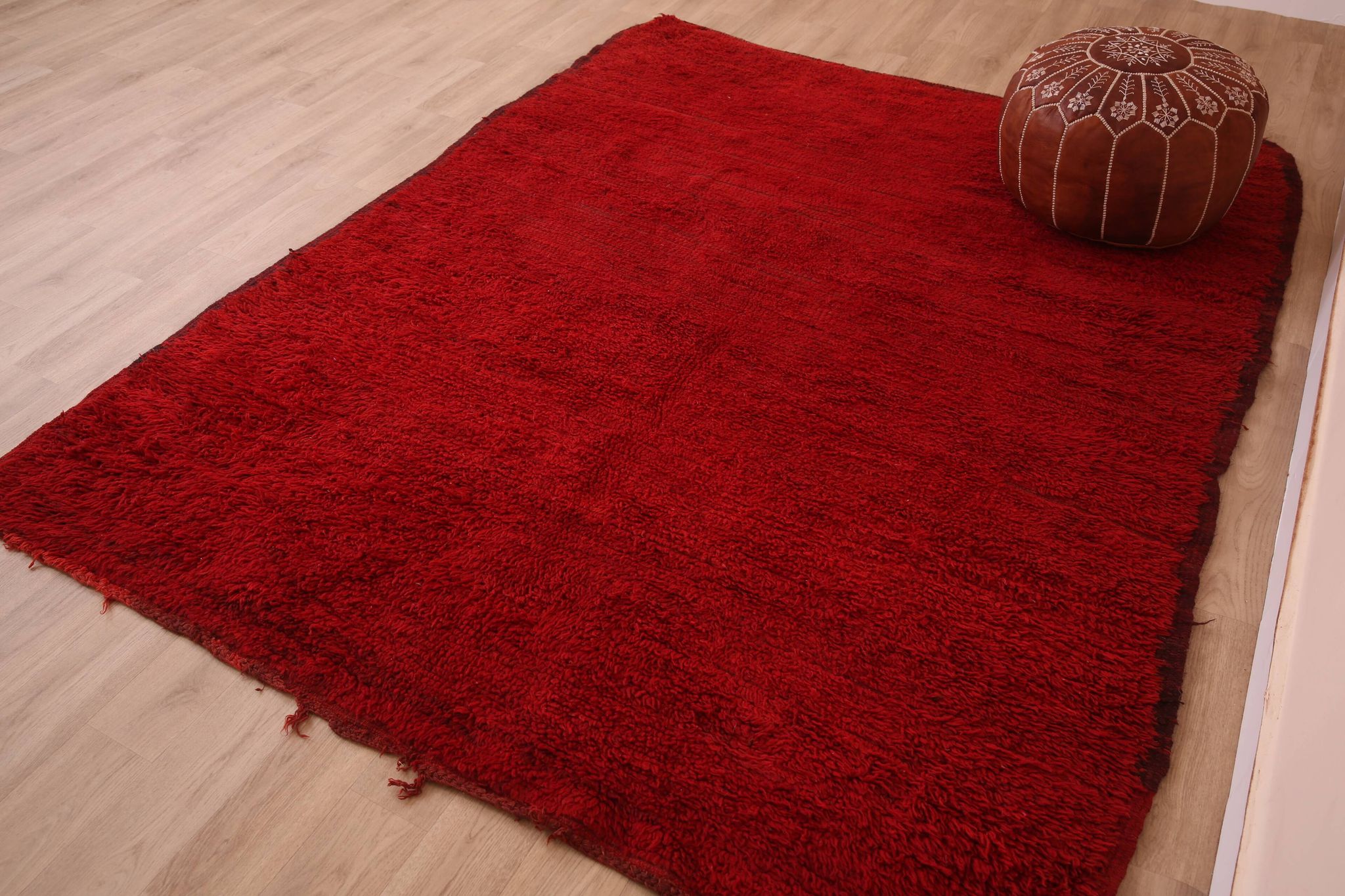 Red Vintage Moroccan Rug 180 x 230 cm, Berber Wool Rug, Handmade Boho Rug
