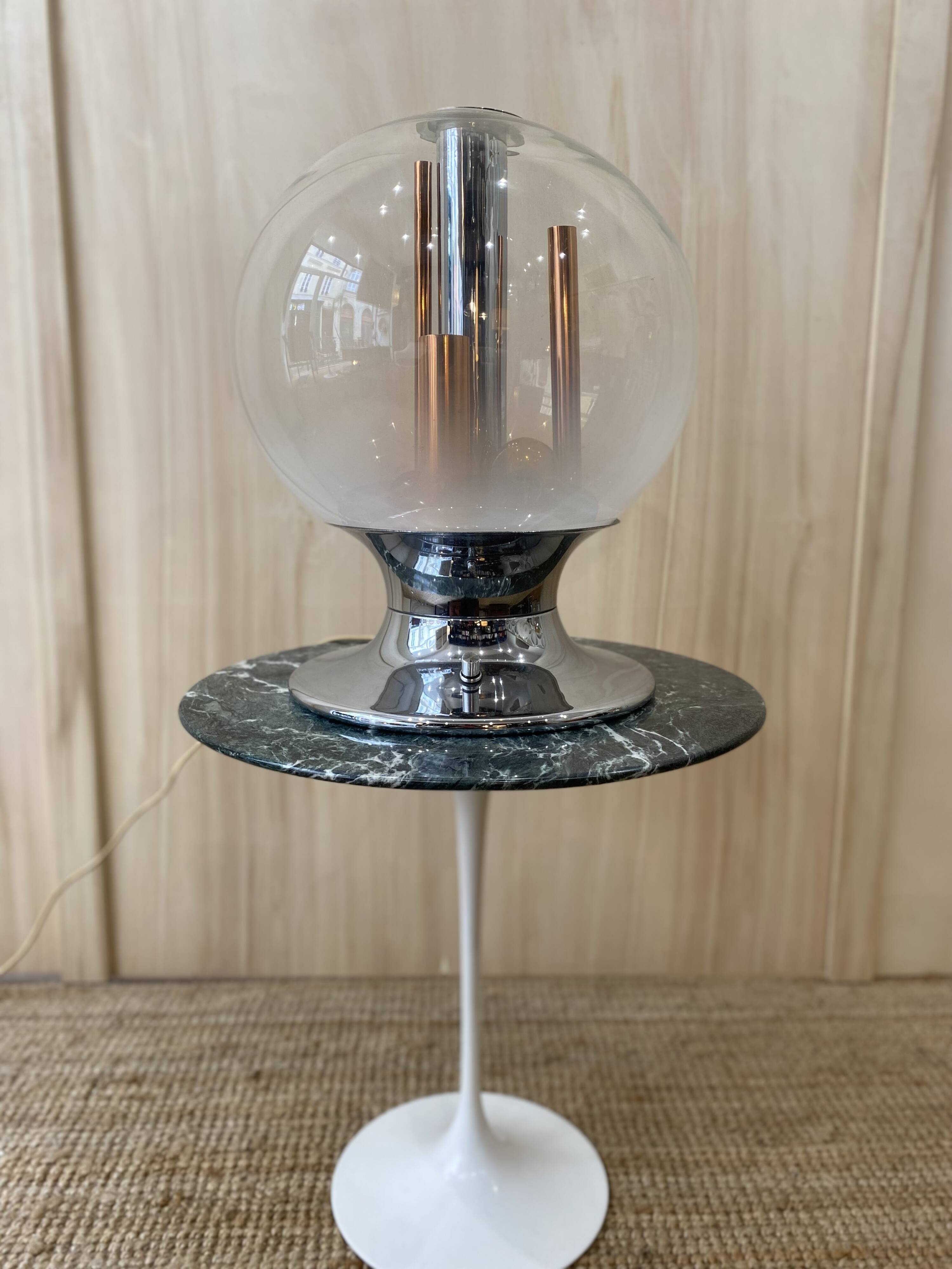 Lampe de Bureau en Verre et Chrome de Selenova, Italie, 1970