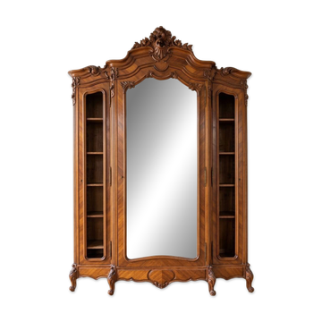 Grande armoire bibliothèque style Louis XV en bois