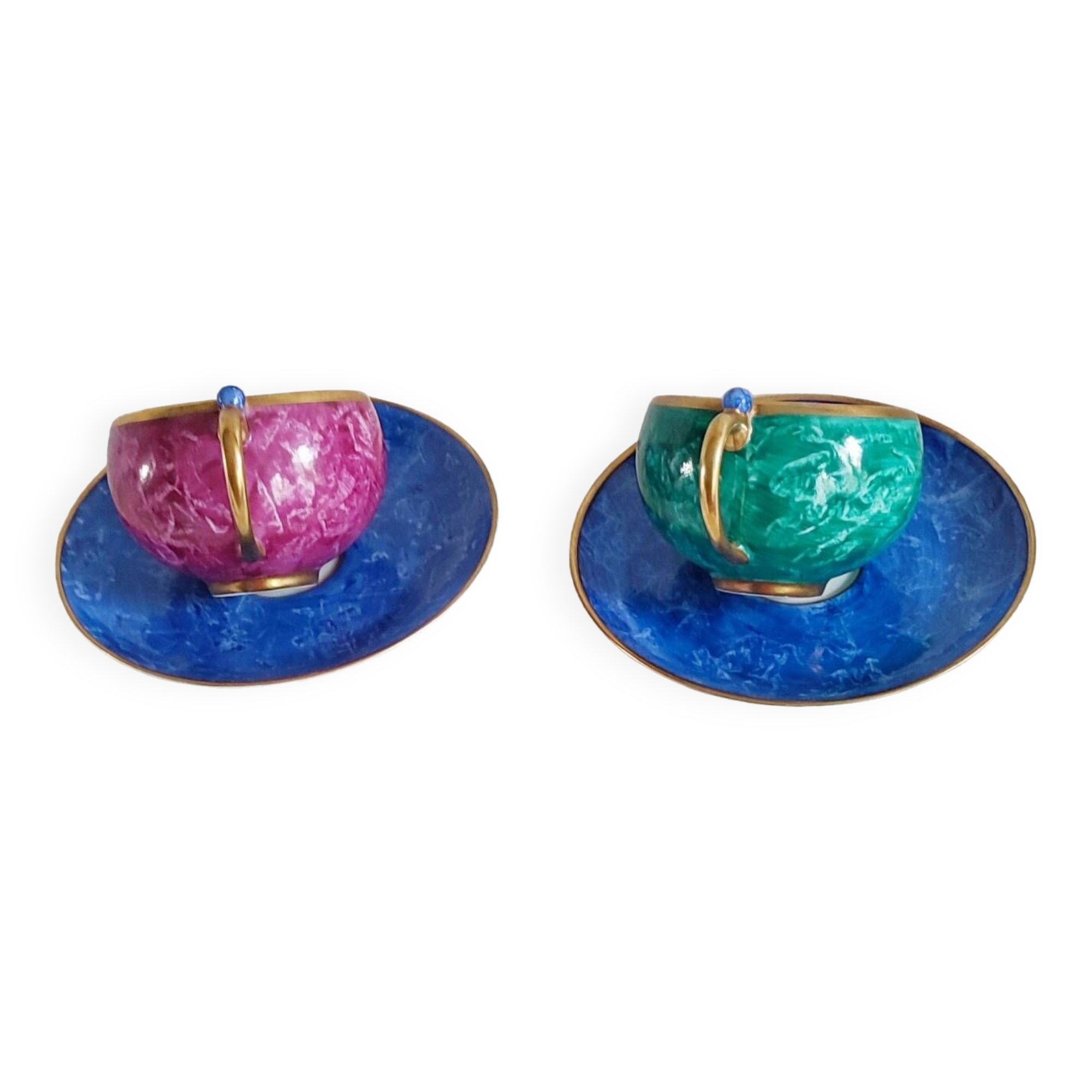 Two Artoria Babouchka Limoges porcelain cups and saucers