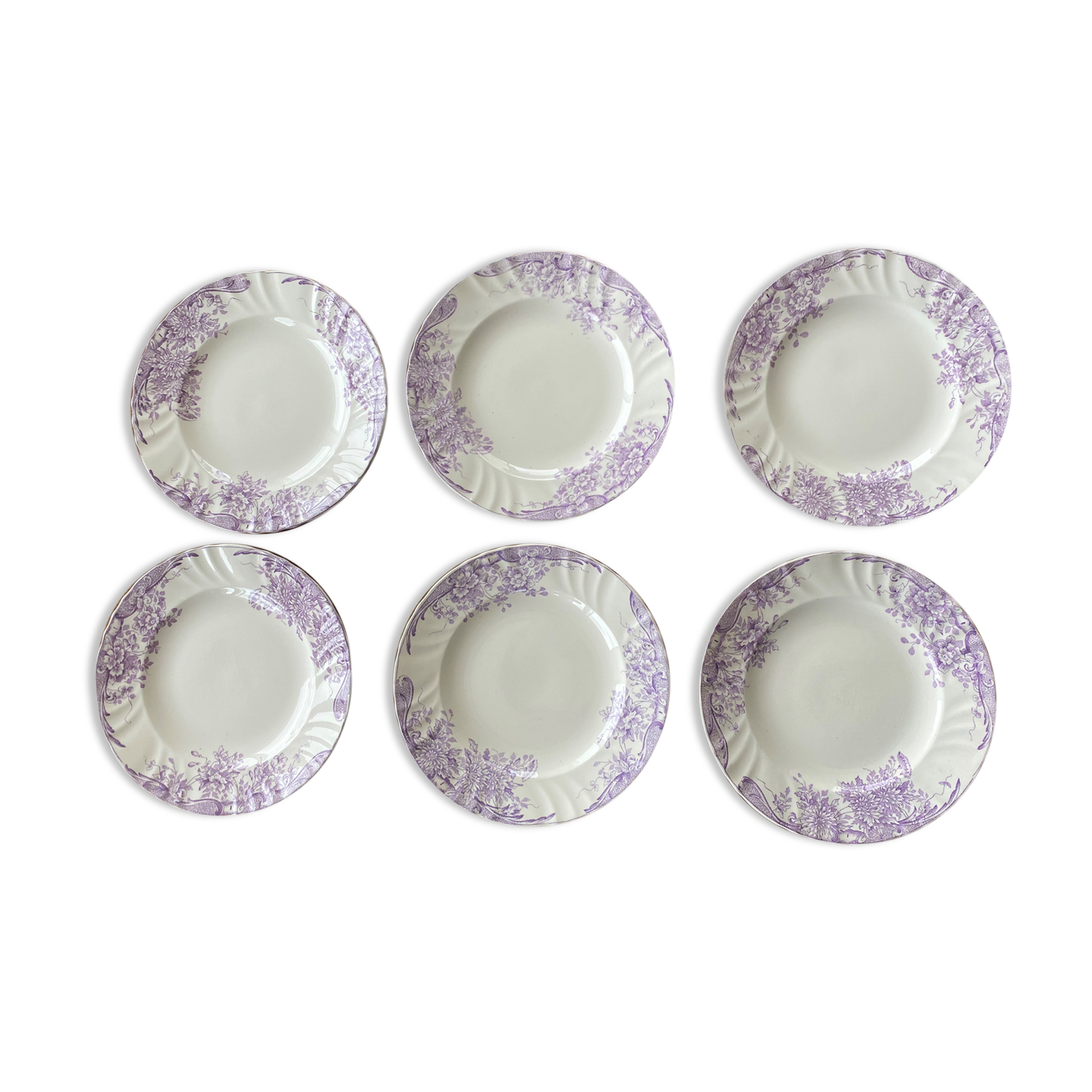 6 plates Longwy model Eglantine