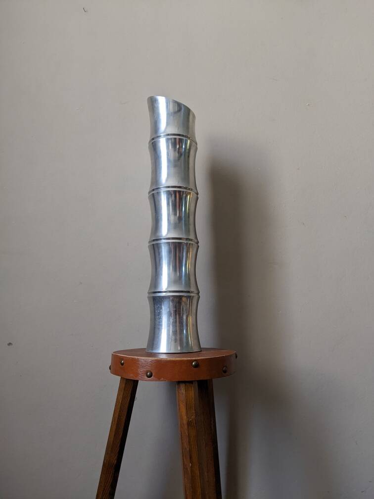 Vintage bamboo vase from the 80s, cast aluminum, contemporary design